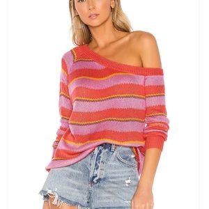 Tularosa Dorado Pink Stripe Cold Shoulder Sweater
